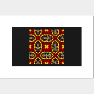 Red Yellow Chysanthemum Pattern Number 4 Posters and Art